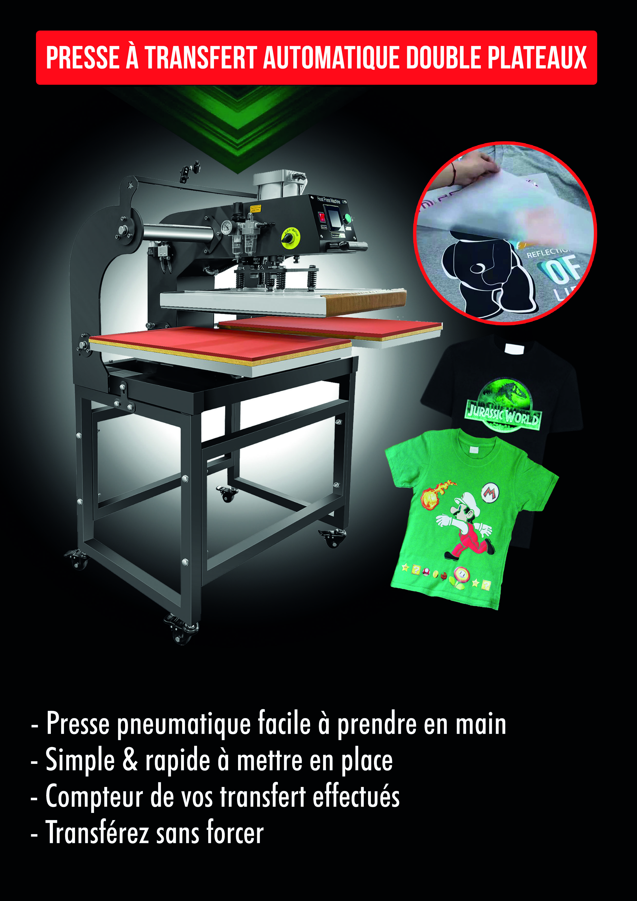 Caractéristiques techniques Presse à chaud textile